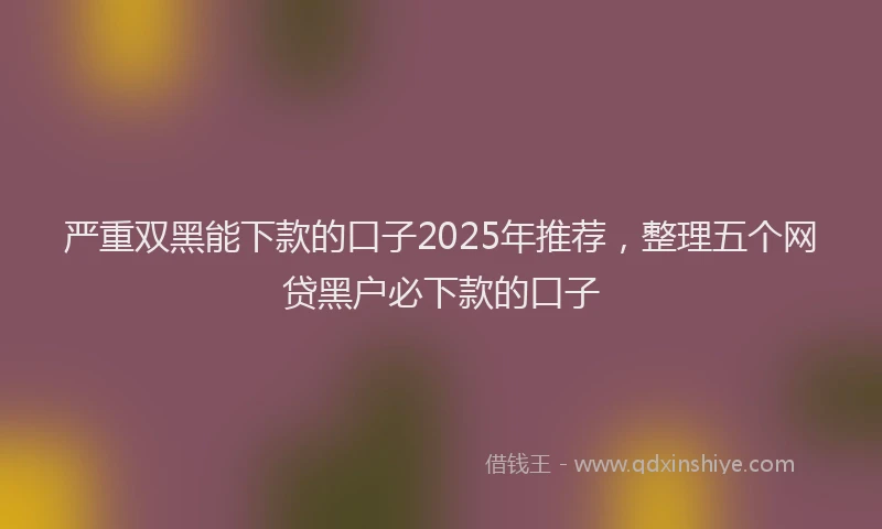 严重双黑能下款的口子2025年推荐，整理五个网贷黑户必下款的口子