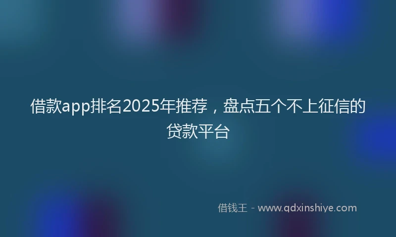 借款app排名2025年推荐，盘点五个不上征信的贷款平台