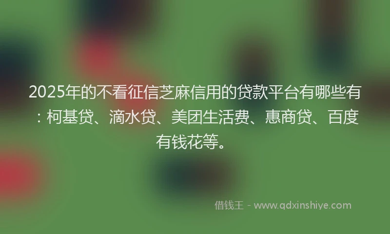 2025年的不看征信芝麻信用的贷款平台有哪些有：柯基贷、滴水贷、美团生活费、惠商贷、百度有钱花等。