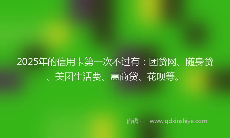 2025年的信用卡第一次不过有：团贷网、随身贷、美团生活费、惠商贷、花呗等。