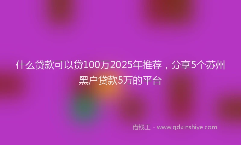 什么贷款可以贷100万2025年推荐，分享5个苏州黑户贷款5万的平台