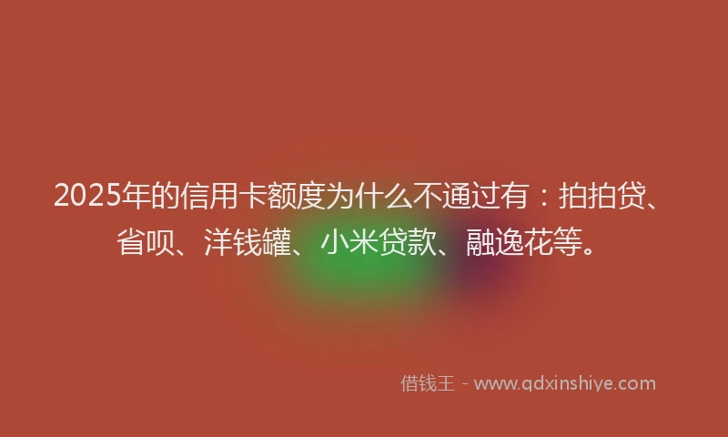 2025年的信用卡额度为什么不通过有：拍拍贷、省呗、洋钱罐、小米贷款、融逸花等。