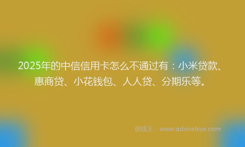 2025年的中信信用卡怎么不通过有：小米贷款、惠商贷、小花钱包、人人贷、分期乐等。