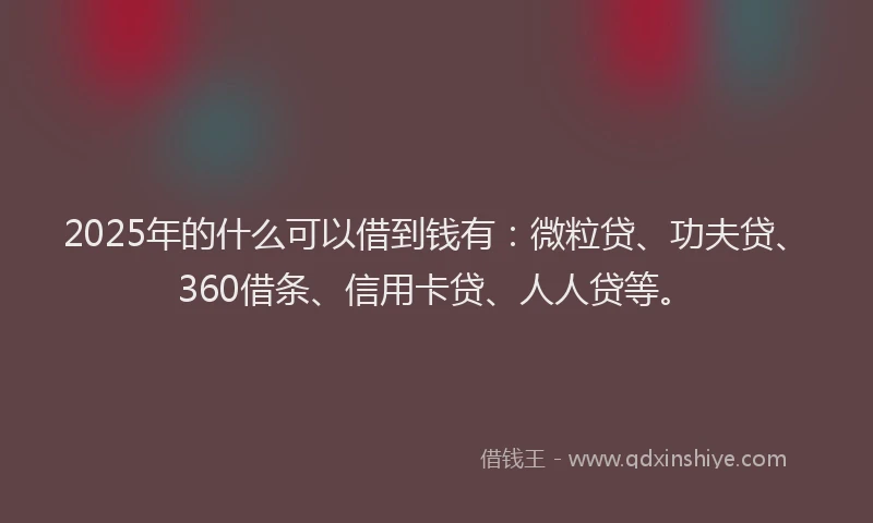 2025年的什么可以借到钱有：微粒贷、功夫贷、360借条、信用卡贷、人人贷等。