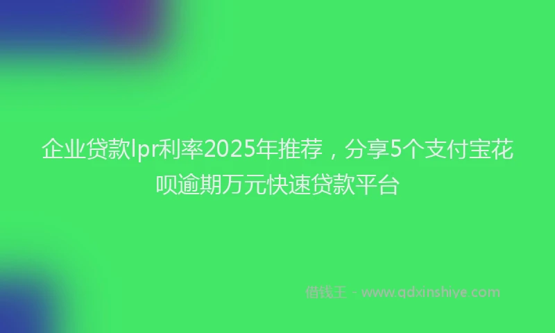 企业贷款lpr利率2025年推荐，分享5个支付宝花呗逾期万元快速贷款平台
