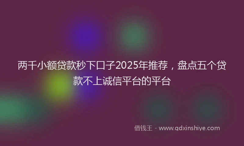 两千小额贷款秒下口子2025年推荐，盘点五个贷款不上诚信平台的平台