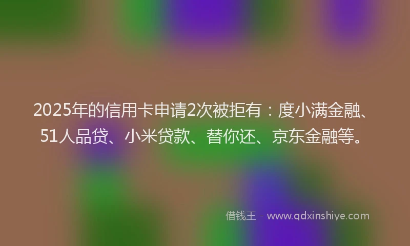 2025年的信用卡申请2次被拒有：度小满金融、51人品贷、小米贷款、替你还、京东金融等。
