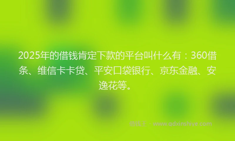 2025年的借钱肯定下款的平台叫什么有：360借条、维信卡卡贷、平安口袋银行、京东金融、安逸花等。