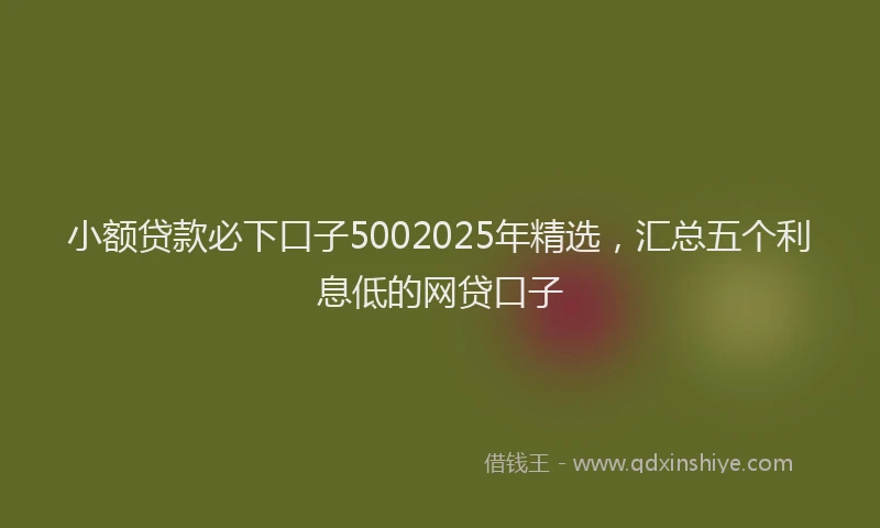 小额贷款必下口子5002025年精选，汇总五个利息低的网贷口子