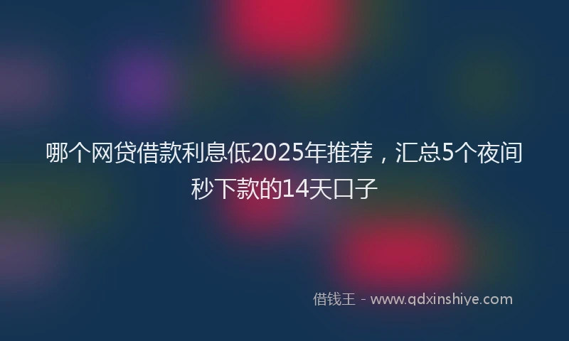 哪个网贷借款利息低2025年推荐，汇总5个夜间秒下款的14天口子