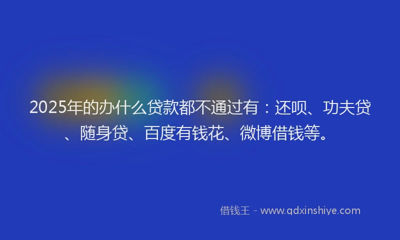 2025年的办什么贷款都不通过有：还呗、功夫贷、随身贷、百度有钱花、微博借钱等。