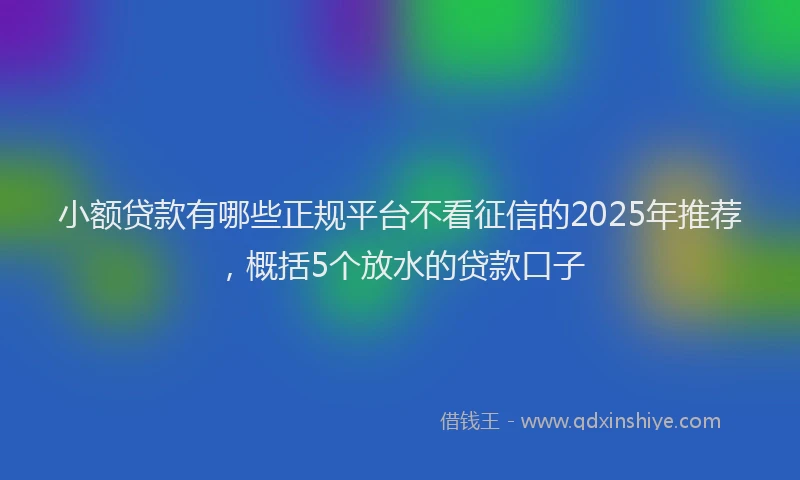 小额贷款有哪些正规平台不看征信的2025年推荐，概括5个放水的贷款口子