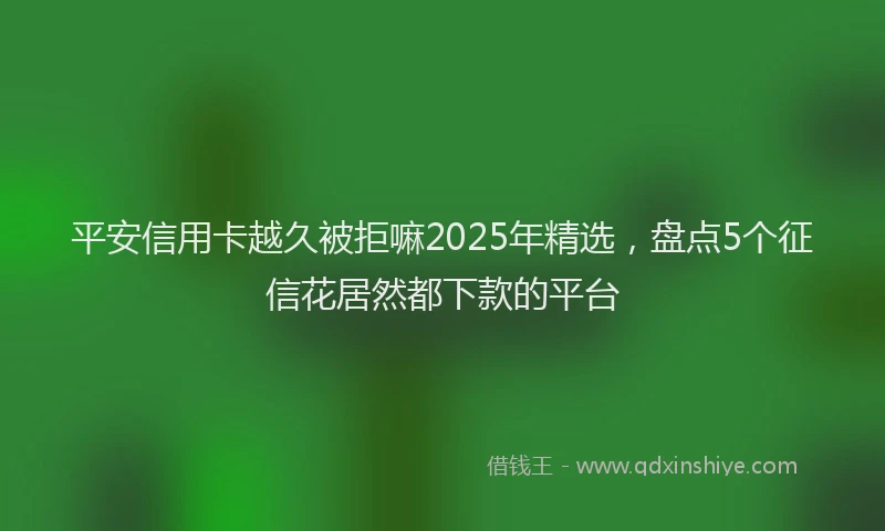 平安信用卡越久被拒嘛2025年精选，盘点5个征信花居然都下款的平台