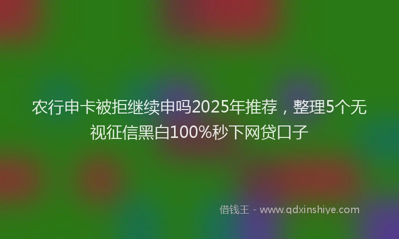 农行申卡被拒继续申吗2025年推荐，整理5个无视征信黑白100%秒下网贷口子