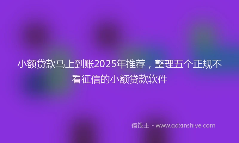 小额贷款马上到账2025年推荐，整理五个正规不看征信的小额贷款软件