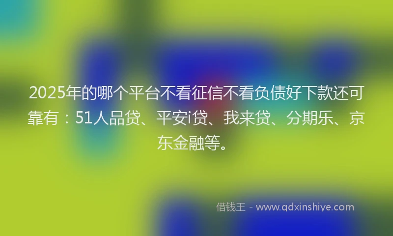 2025年的哪个平台不看征信不看负债好下款还可靠有：51人品贷、平安i贷、我来贷、分期乐、京东金融等。