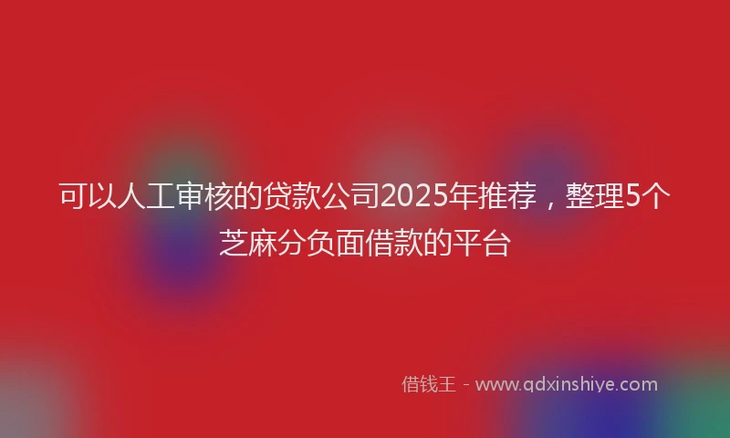 可以人工审核的贷款公司2025年推荐，整理5个芝麻分负面借款的平台