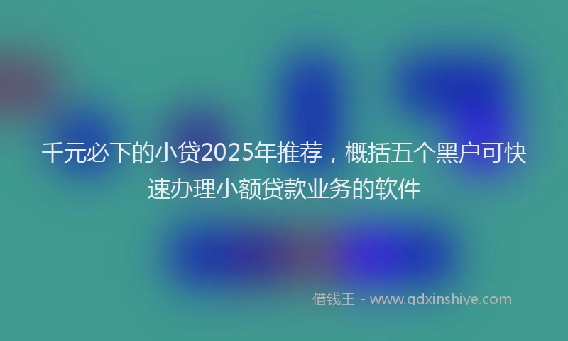 千元必下的小贷2025年推荐，概括五个黑户可快速办理小额贷款业务的软件
