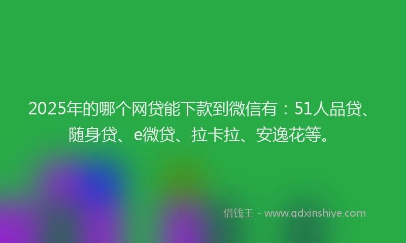 2025年的哪个网贷能下款到微信有：51人品贷、随身贷、e微贷、拉卡拉、安逸花等。