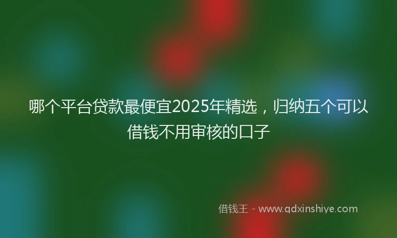 哪个平台贷款最便宜2025年精选，归纳五个可以借钱不用审核的口子