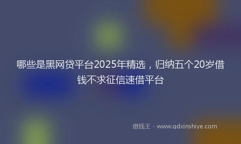 哪些是黑网贷平台2025年精选，归纳五个20岁借钱不求征信速借平台