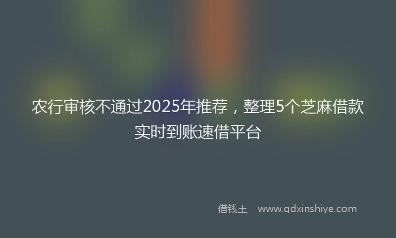 农行审核不通过2025年推荐，整理5个芝麻借款实时到账速借平台