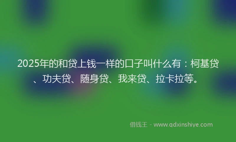 2025年的和贷上钱一样的口子叫什么有：柯基贷、功夫贷、随身贷、我来贷、拉卡拉等。