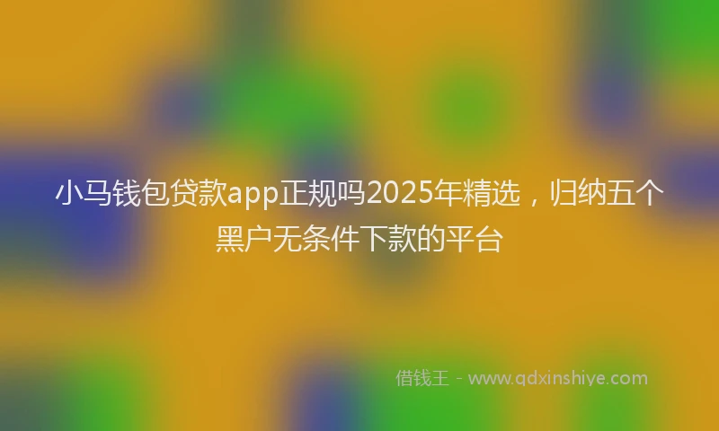 小马钱包贷款app正规吗2025年精选，归纳五个黑户无条件下款的平台