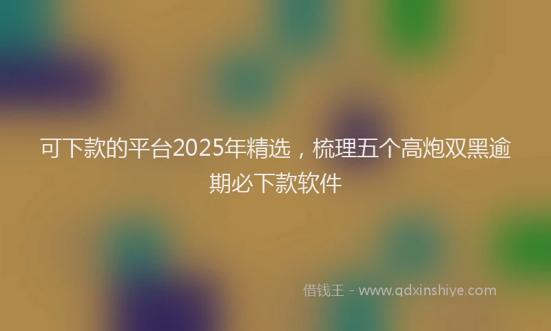 可下款的平台2025年精选，梳理五个高炮双黑逾期必下款软件