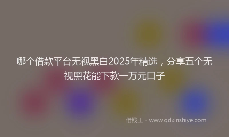 哪个借款平台无视黑白2025年精选，分享五个无视黑花能下款一万元口子