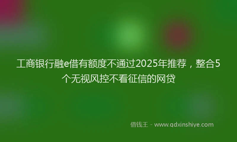 工商银行融e借有额度不通过2025年推荐，整合5个无视风控不看征信的网贷