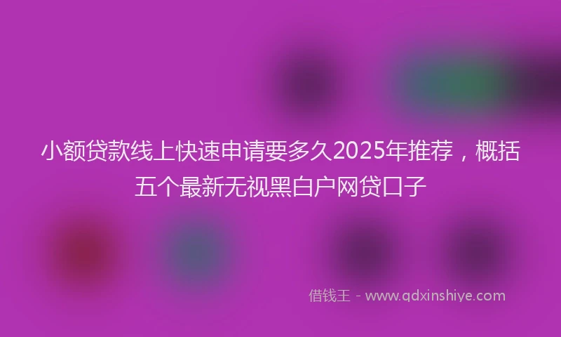 小额贷款线上快速申请要多久2025年推荐，概括五个最新无视黑白户网贷口子
