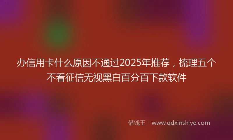 办信用卡什么原因不通过2025年推荐，梳理五个不看征信无视黑白百分百下款软件