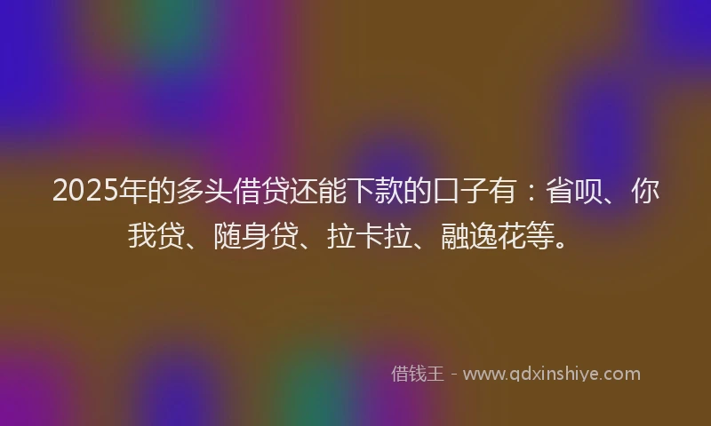 2025年的多头借贷还能下款的口子有：省呗、你我贷、随身贷、拉卡拉、融逸花等。