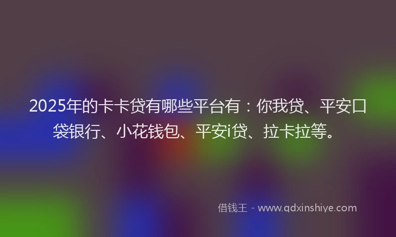 2025年的卡卡贷有哪些平台有：你我贷、平安口袋银行、小花钱包、平安i贷、拉卡拉等。
