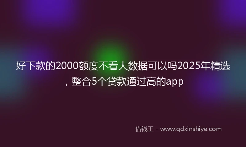 好下款的2000额度不看大数据可以吗2025年精选，整合5个贷款通过高的app