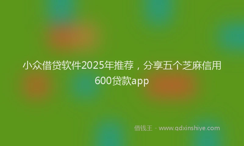 小众借贷软件2025年推荐，分享五个芝麻信用600贷款app