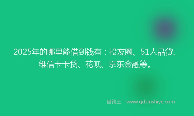2025年的哪里能借到钱有：投友圈、51人品贷、维信卡卡贷、花呗、京东金融等。