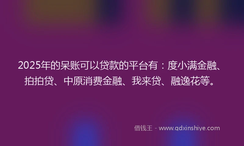 2025年的呆账可以贷款的平台有：度小满金融、拍拍贷、中原消费金融、我来贷、融逸花等。