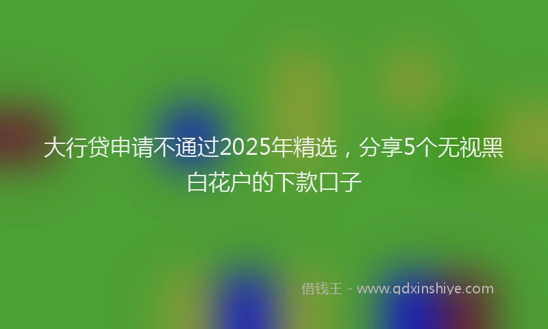 大行贷申请不通过2025年精选，分享5个无视黑白花户的下款口子
