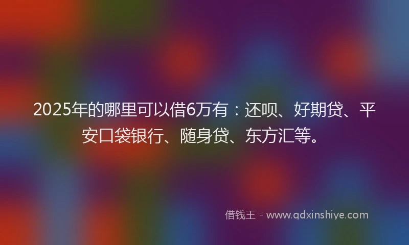 2025年的哪里可以借6万有：还呗、好期贷、平安口袋银行、随身贷、东方汇等。