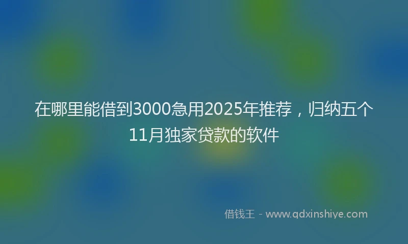在哪里能借到3000急用2025年推荐，归纳五个11月独家贷款的软件
