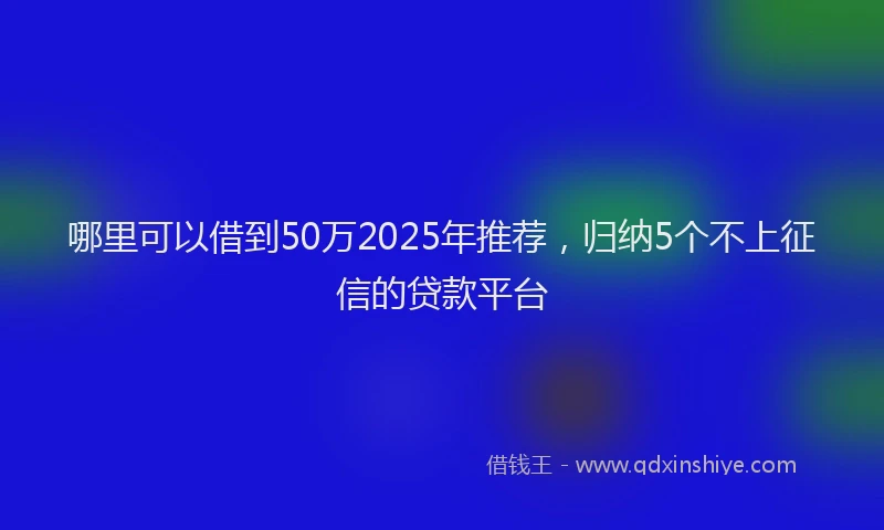 哪里可以借到50万2025年推荐，归纳5个不上征信的贷款平台