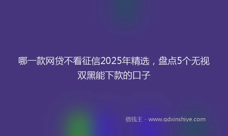 哪一款网贷不看征信2025年精选，盘点5个无视双黑能下款的口子