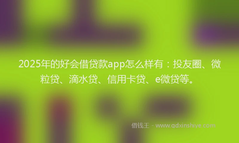 2025年的好会借贷款app怎么样有：投友圈、微粒贷、滴水贷、信用卡贷、e微贷等。