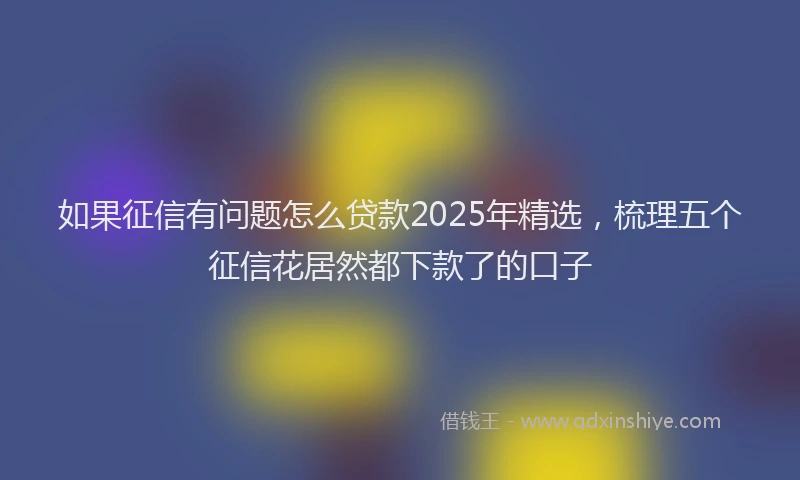 如果征信有问题怎么贷款2025年精选，梳理五个征信花居然都下款了的口子
