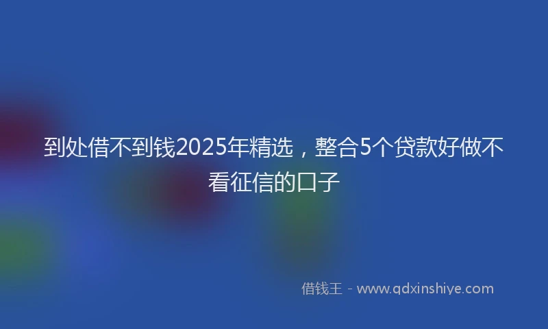 到处借不到钱2025年精选，整合5个贷款好做不看征信的口子