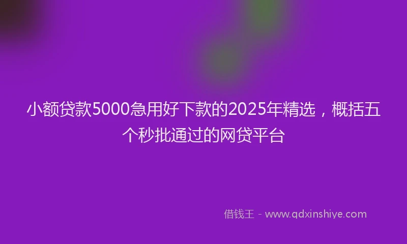 小额贷款5000急用好下款的2025年精选，概括五个秒批通过的网贷平台
