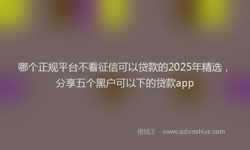 哪个正规平台不看征信可以贷款的2025年精选，分享五个黑户可以下的贷款app