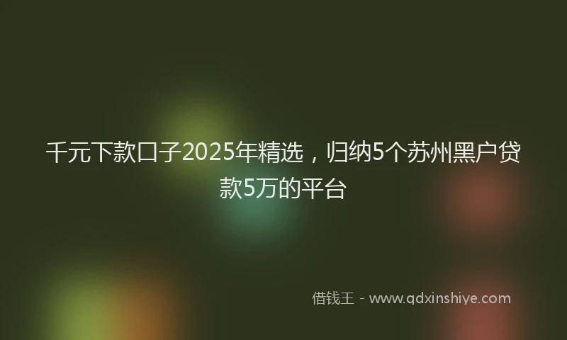 千元下款口子2025年精选，归纳5个苏州黑户贷款5万的平台